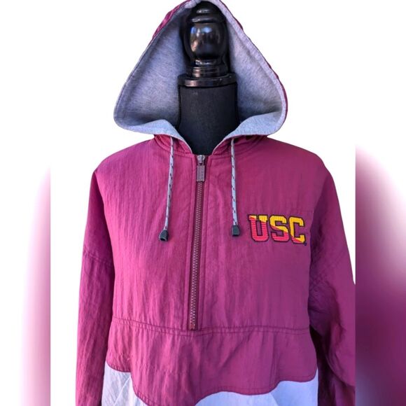 Vintage USC Trojans Anorak Jacket with Side Zippers Maroon and Gray Size Medium - Picture 9 of 11